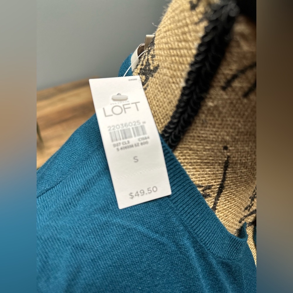 Loft dark teal cardigan. Size small. NWT. - Picture 3 of 3